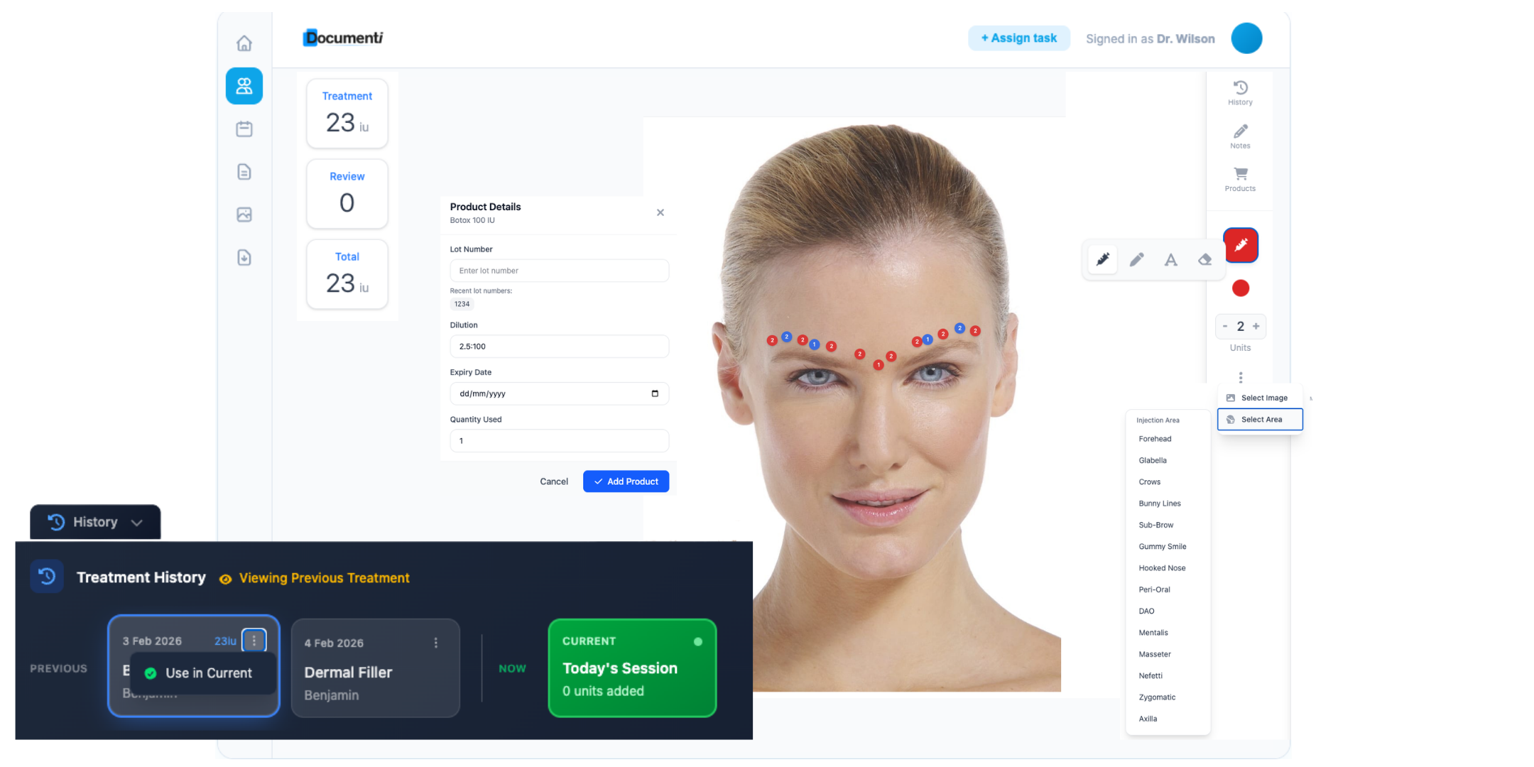 Documenti consultation workflow showing assessment, treatment planning, and consent management
